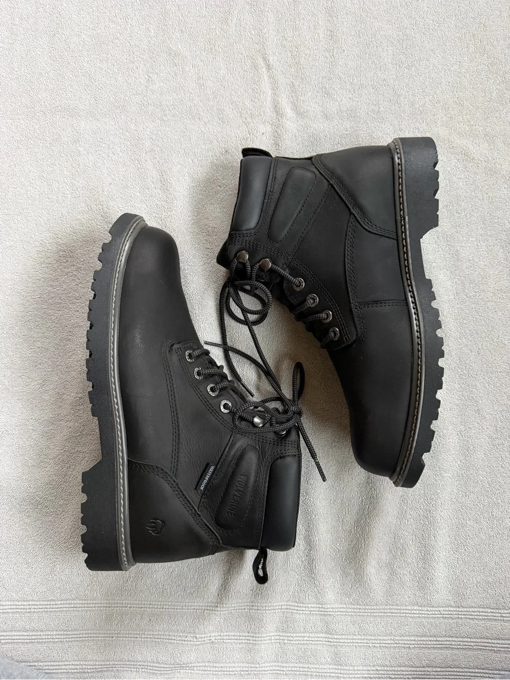 Wolverine Black Leather Waterproof Work Boot